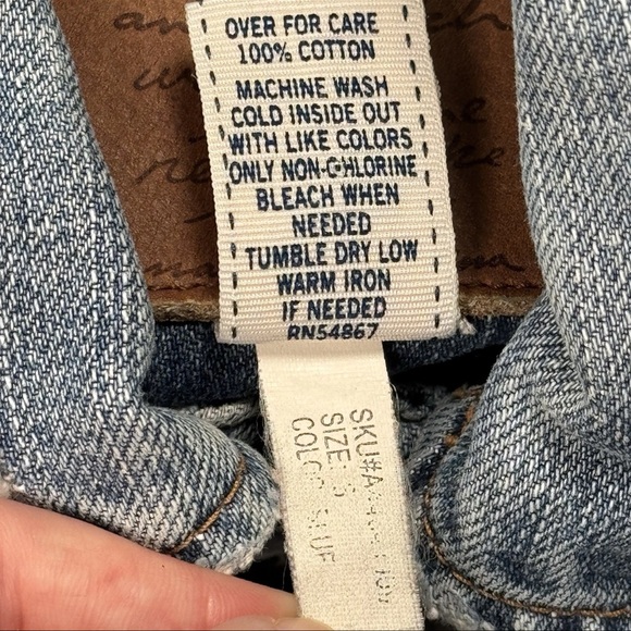 Abercrombie Fitch Distressed Ripped Denim Light Crop Jean Jacket Festival Y2K S - Picture 4 of 4